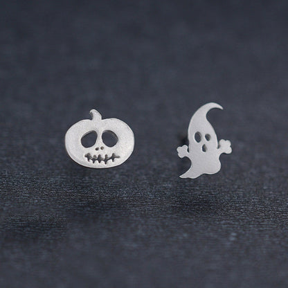 ハロウィンアシンメトリック S925 銀ピアス