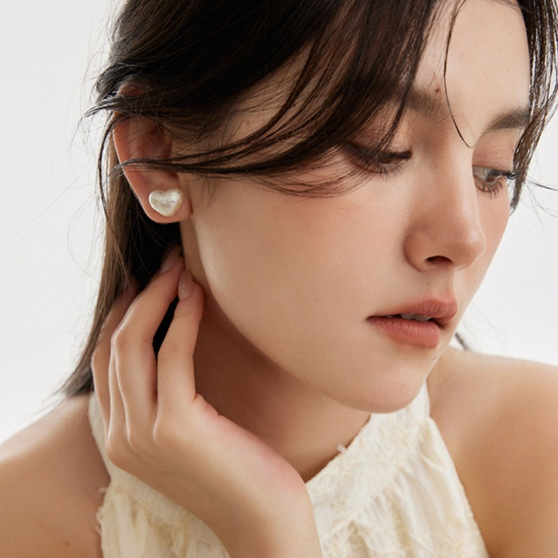 コットンハートレジン S925 銀ピアス